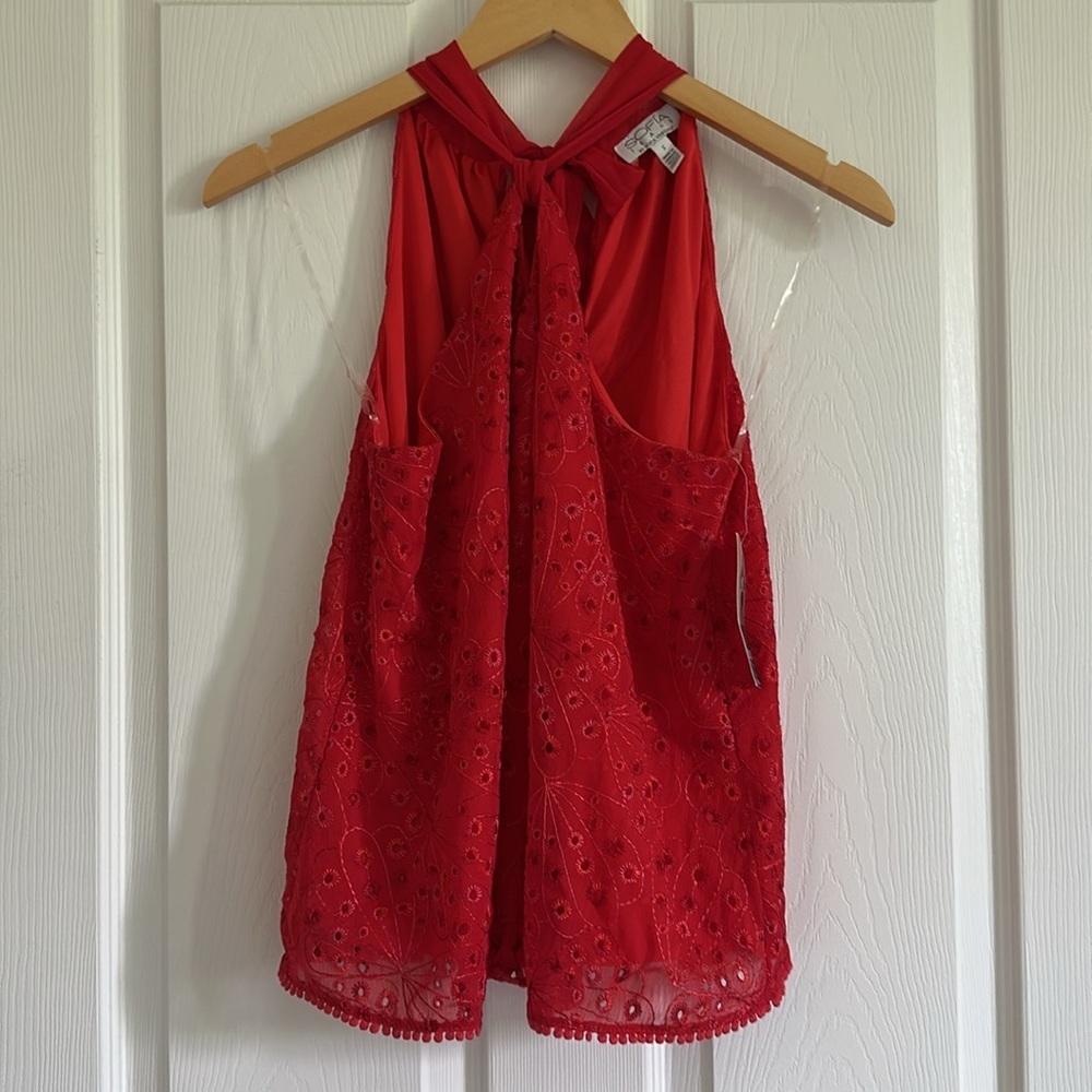 Sofia by Sofia Vergara Vibrant Red Halter Top NWT